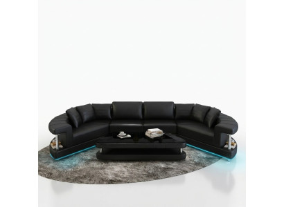 Leren bankstel hoekbank hoekbankhoekbank hoekset ronde designbank nieuw R7007E