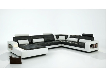 Eckbank Bank Bank Bank Zitmeubel Leder Hoekbank Set U-vorm H2209