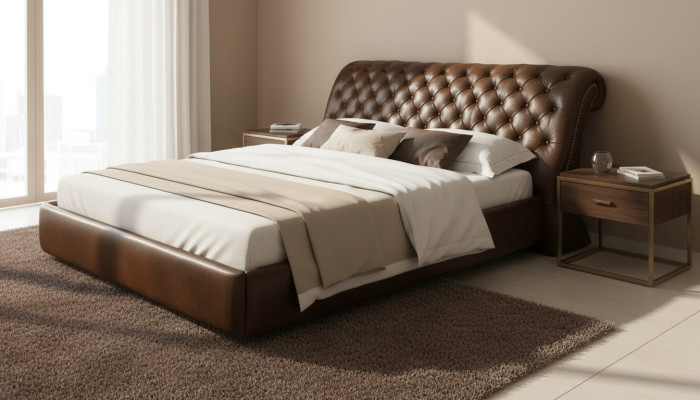 Chesterfield Big Bett Gestoffeerd Bed Tweepersoonsbed Antiek Elegant Koninklijk Bed NIEUW