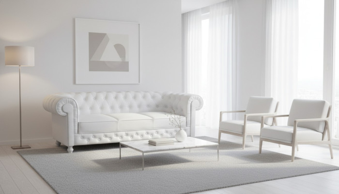 Chesterfield Bankstel Sofa Garnituur 3-Zits Bekleding Leren Banken WHITTBY