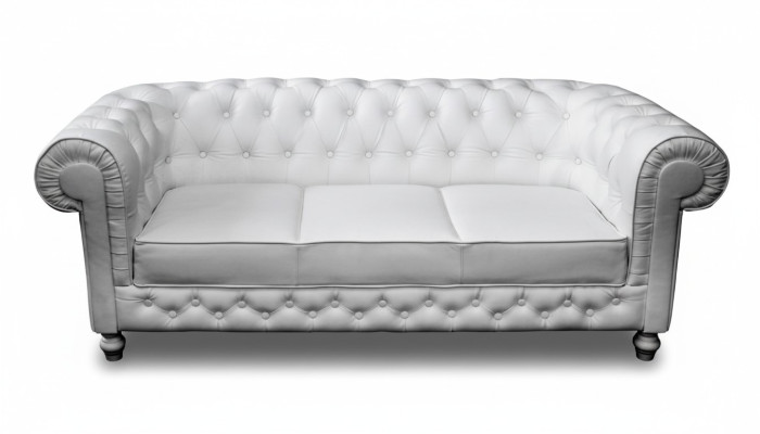 Chesterfield Bankstel Sofa Garnituur 3-Zits Bekleding Leren Banken WHITTBY