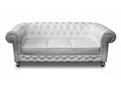Chesterfield Bankstel Sofa Garnituur 3-Zits Bekleding Leren Banken WHITTBY