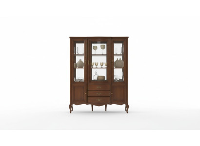 Hoogwaardige vitrinekast van hout en glas, klassieke Italiaanse meubels nieuw
