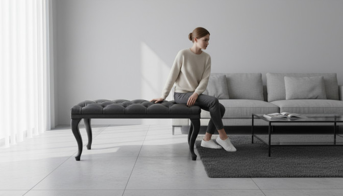 Chesterfield poef bijzetpoef ottomaan bank leer stof textiel bijzettafel