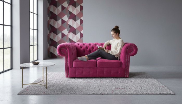 Chesterfield textiel fluweel stof bank couch bekleding 2-zits klassieke banken nieuw!