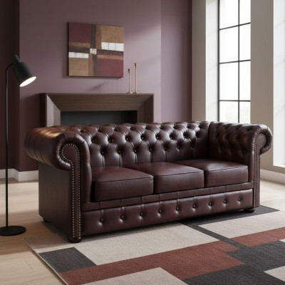 Chesterfield Sofa Bankstel Bekleding 3-Zits Klassieke Banken Set Nieuw