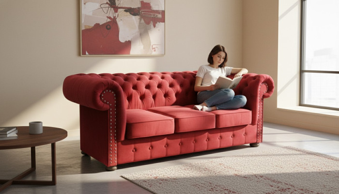 Chesterfield Sofa Bank Bekleding Textiel Stof 3-zits Set Designer Banken Banken