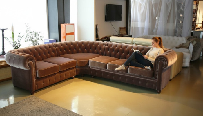 Hoekbank Chesterfield bankstel hoek bank gestoffeerde zitbank set nieuw