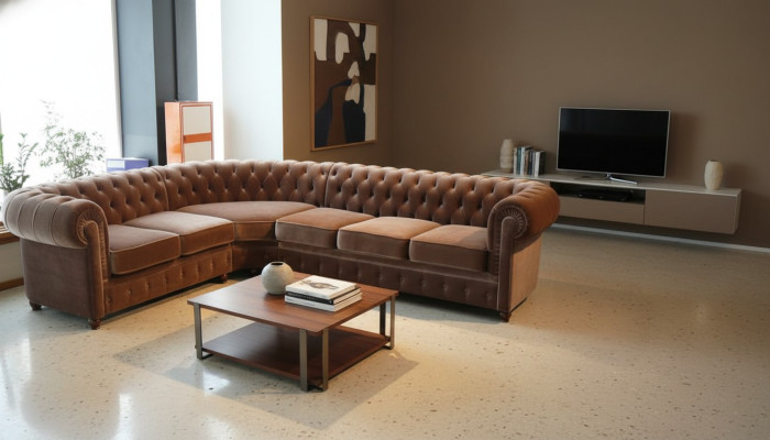 Hoekbank Chesterfield bankstel hoek bank gestoffeerde zitbank set nieuw