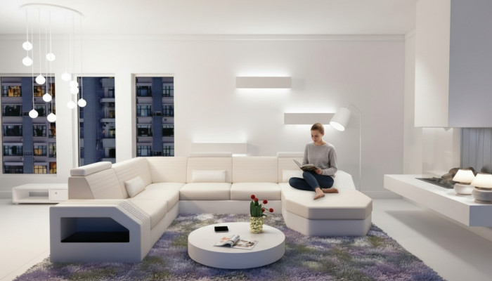 Designerbank hoekbank leer stof textiel bekleding set woonlandschap