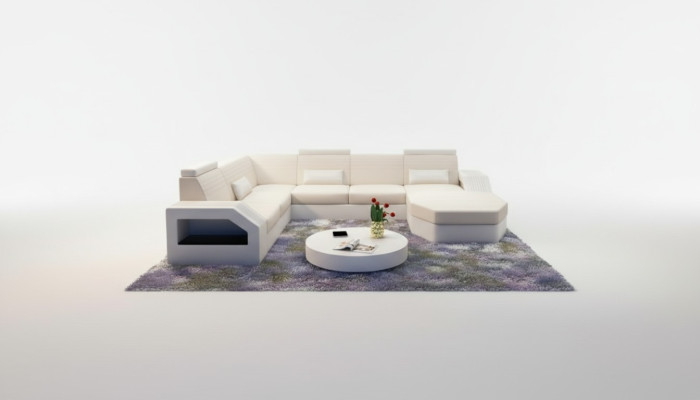 Designerbank hoekbank leer stof textiel bekleding set woonlandschap