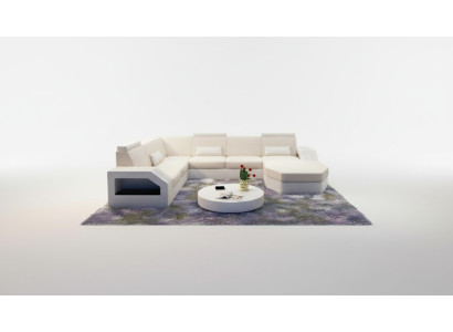 Designerbank hoekbank leer stof textiel bekleding set woonlandschap