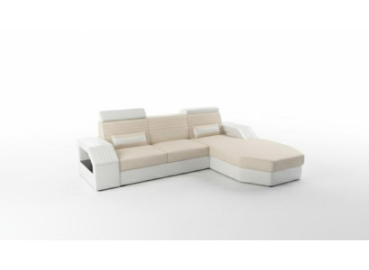 Designer bank sofa hoekbank leer stof textiel bekleding set woonsituatie