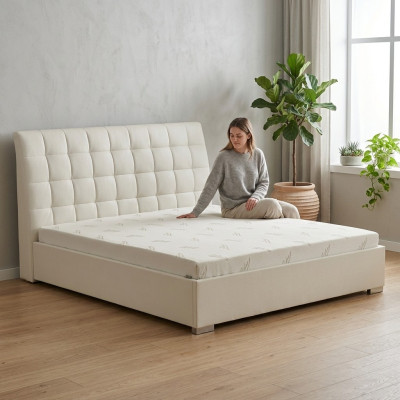 Bed Tweepersoonsbed Designerbedden Tweepersoonslederen bekleding Textielbed Stofbed