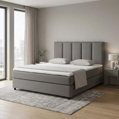 Continental Boxspring Bed Bedding Upholstered High Double Leather Textile Bed
