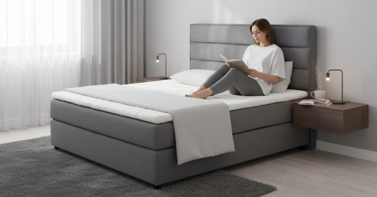 Continental textiel bed boxspring bed bedden gestoffeerd hoog dubbel leer
