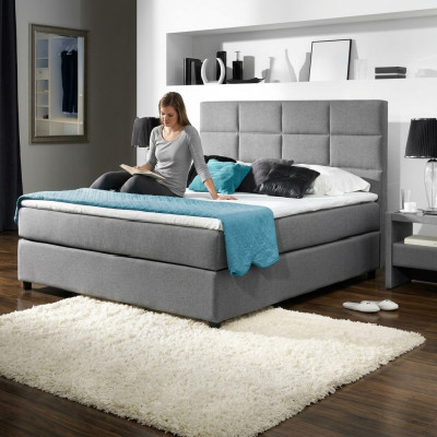 Continental Boxspring Bed Bedden Dubbel Leder Bekleding Hoog Textiel Bed