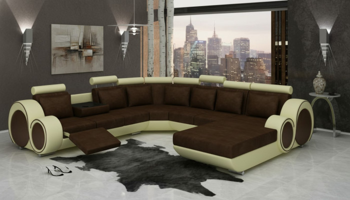 TEXTIEL SOFA XXL WOONLANDSCHAP STOFFEN BANK GROTE BANK BEKLEDE BANKHOEK NIEUW