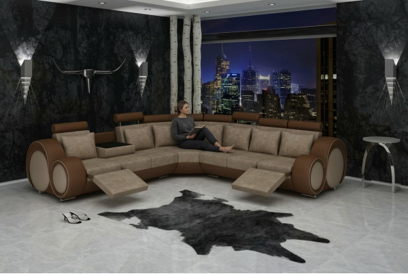 TEXTIL BANK ONTWERPSOFA BANK HOEKSOFA WOONLANDSCHAP HOEK NIEUW GARNITUUR LEDER !!!