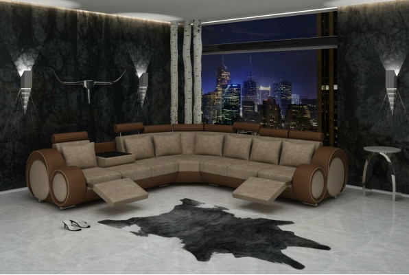 TEXTIL BANK ONTWERPSOFA BANK HOEKSOFA WOONLANDSCHAP HOEK NIEUW GARNITUUR LEDER !!!