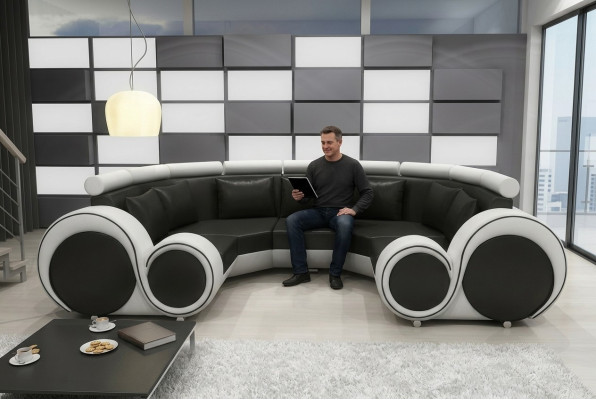 Exclusieve moderne leren sofa van premium kunstleer met houtframe