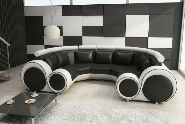 Exclusieve moderne leren sofa van premium kunstleer met houtframe