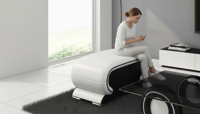 Ontwerper leren poef Lounge poef Bank Bank Bijzettafel TV.