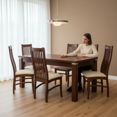 Eettafel + 6 stoelen voor eetkamerset Eetgroep Klassieke tafel Nieuw
