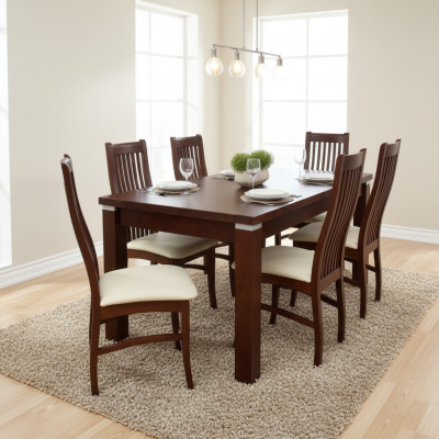Eettafel + 6 stoelen voor eetkamerset Eetgroep Klassieke tafel Nieuw