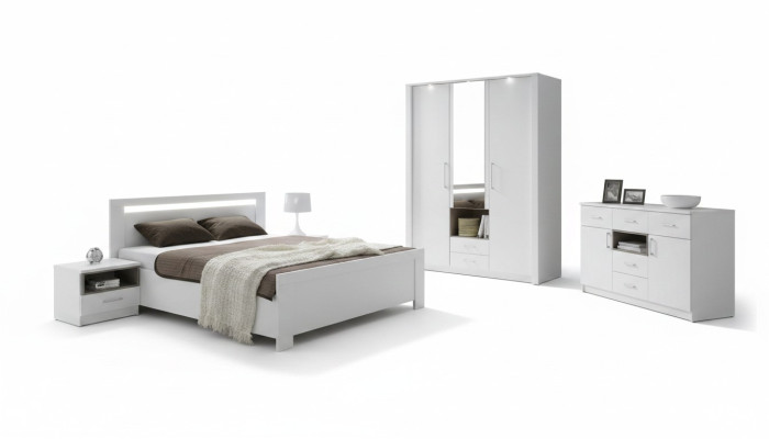 Elegante witte bed in een verfijnde eigentijdse stijl van premium kwaliteit.