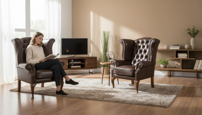 Chesterfield oorfauteuil Queen fauteuil antieke look bankbekleding nieuw meubel