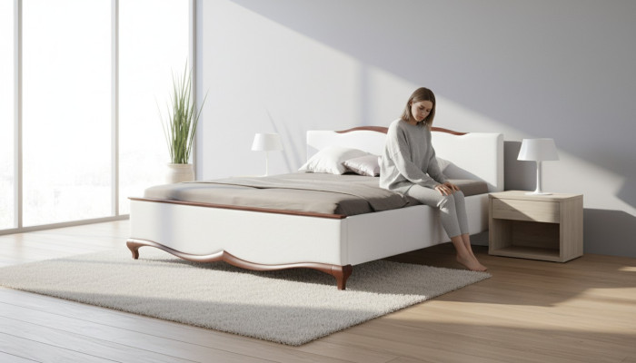 Chesterfield bed textiel stof bedden huwelijks tweepersoonsbed gestoffeerde slaapkamer