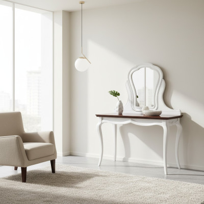 Echt houten tafel klassieke console spiegel ladekast kaptafel slaapkamer nieuw