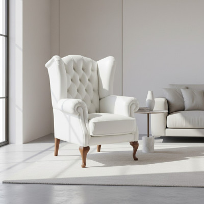 Chesterfield fauteuil Volledig lederen klassieke tv-stoel Oorfauteuil CL-FOTEL
