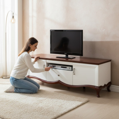 Massief houten handgemaakte klassieke tv-standaard MI-RTVD