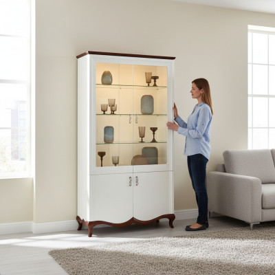 Massief hout echt hout handgemaakt klassieke vitrine vitrinekast vitrines MIW2