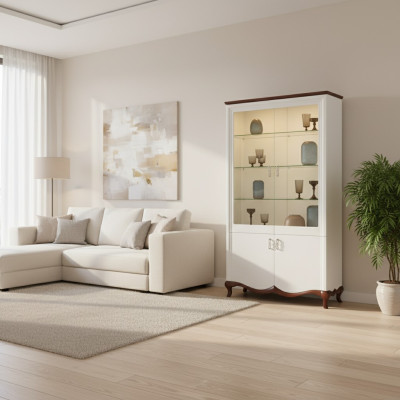 Massief hout echt hout handgemaakt klassieke vitrine vitrinekast vitrines MIW2