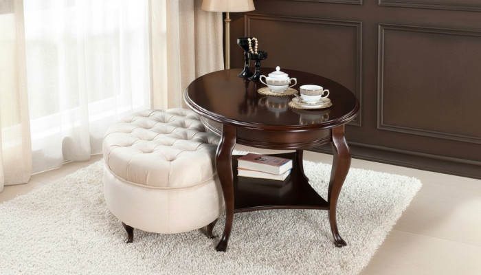 Ronde krukje kruk van leer Ottomaanse met tafel Serveertafel 2-delige set meubilair Verona