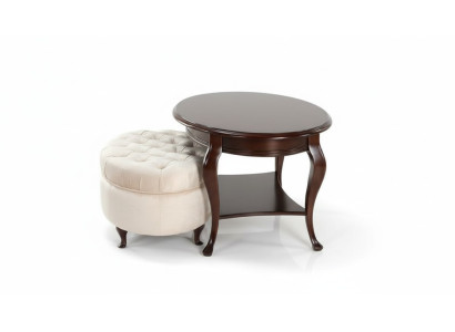 Ronde krukje kruk van leer Ottomaanse met tafel Serveertafel 2-delige set meubilair Verona
