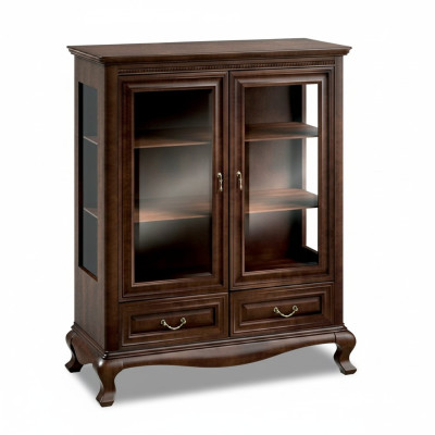 Klassieke vitrinekast Vitrinekast Kast Massief houten vitrines V-W 3-4 Glazen kast