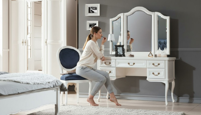 Make-up tafel met stoel Kaptafel Kaptafel Make-up tafel Kosmetische tafel