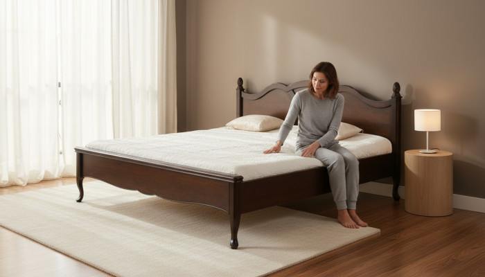 Klassiek bed tweepersoonsbed bedden leer textiel echt antiek stijl hout