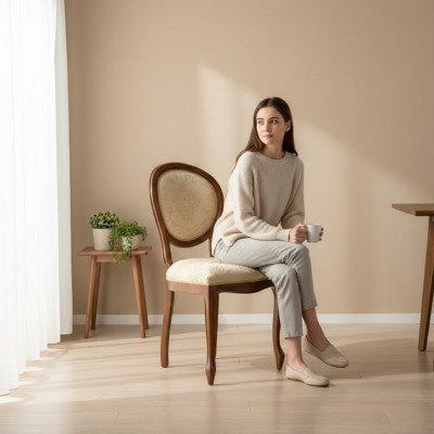 Klassieke stoelen Stoel Echt hout Massief Franse meubels Eetkamerstoel