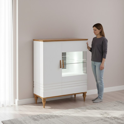 Moderne vitrinekast woonkamer hoge kast hotel vitrines Aspen AS-W12
