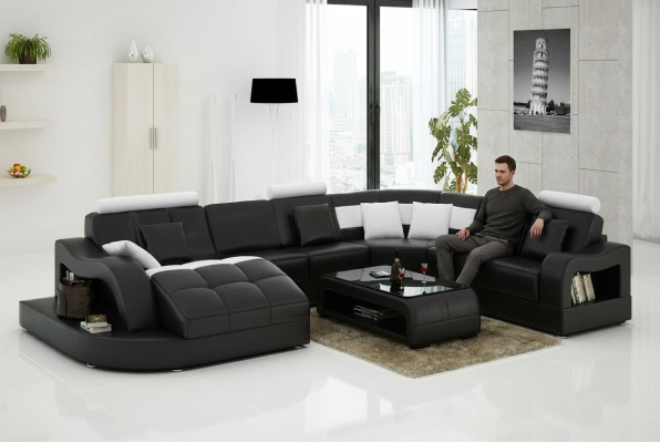Multifunctioneel XXL Grote Leren Bank Bankstel Hoekwoonlandschap Hoekbank Bekleding