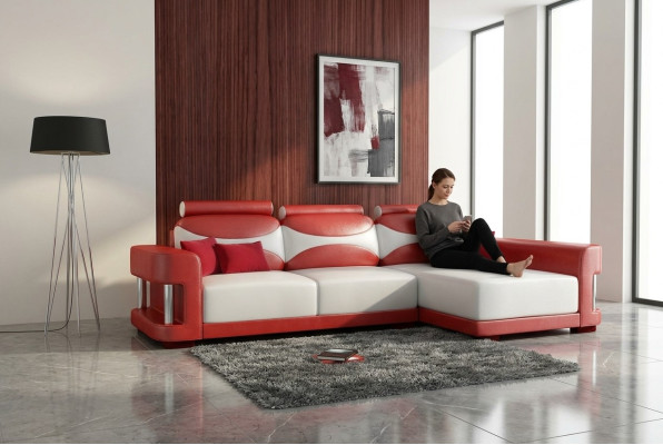 Hoekbank Hoekbank Bankstel Bank Bekleding Leer Woonlandschap Chaise longue Wies