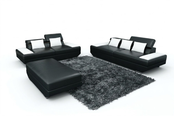 Sofa set leren bankstel 3+2 gestoffeerde bank bankstel kruk banken - 2719A