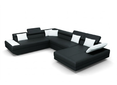 Leren bank Bank Bank Bankstel Hoekstel Woonlandschap XXL Big hoekbank 2719D