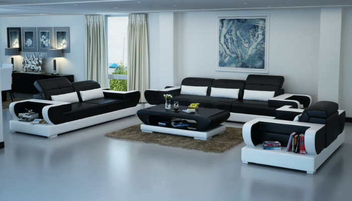 Sofa set van bankstel bekleding leer zitgroep 3+2+1 set moderne bank Detmold