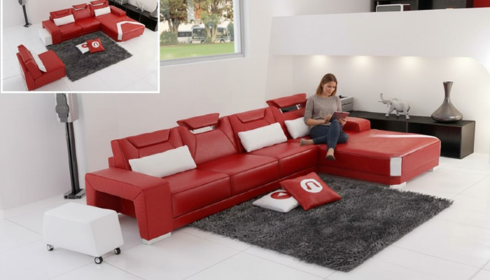 Woonlandschap Bekleed Hoekbank Bankstel Lederen Landschap PH739B Nieuw